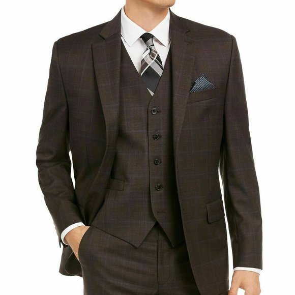 Lauren Ralph Lauren Brown Windowpane Suit Jacket